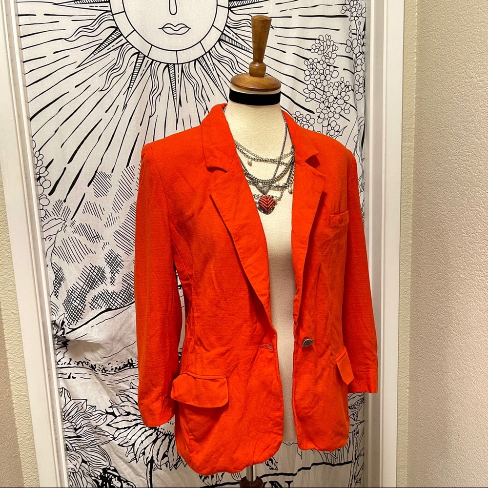 🌈 Wonderful Vintage pop Orange blazer - Picture 3 of 11
